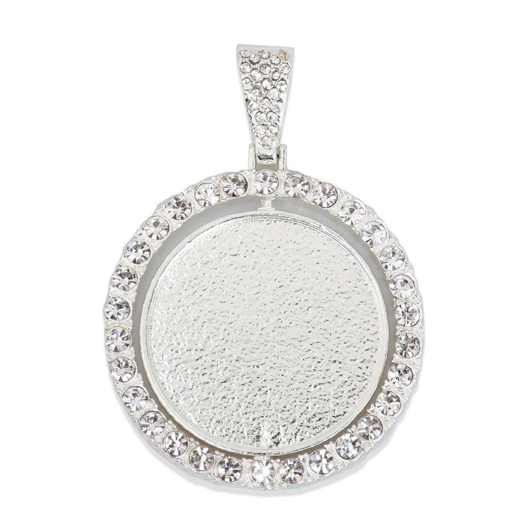 29mm Double Sided Rotating Pendant Hip Hop Jewelry Gifts Zircon Pendant For Picture Real Gold Plated 2pcs 103291
