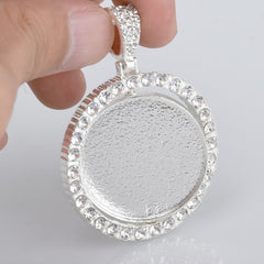 29mm Double Sided Rotating Pendant Hip Hop Jewelry Gifts Zircon Pendant For Picture Real Gold Plated 2pcs 103291
