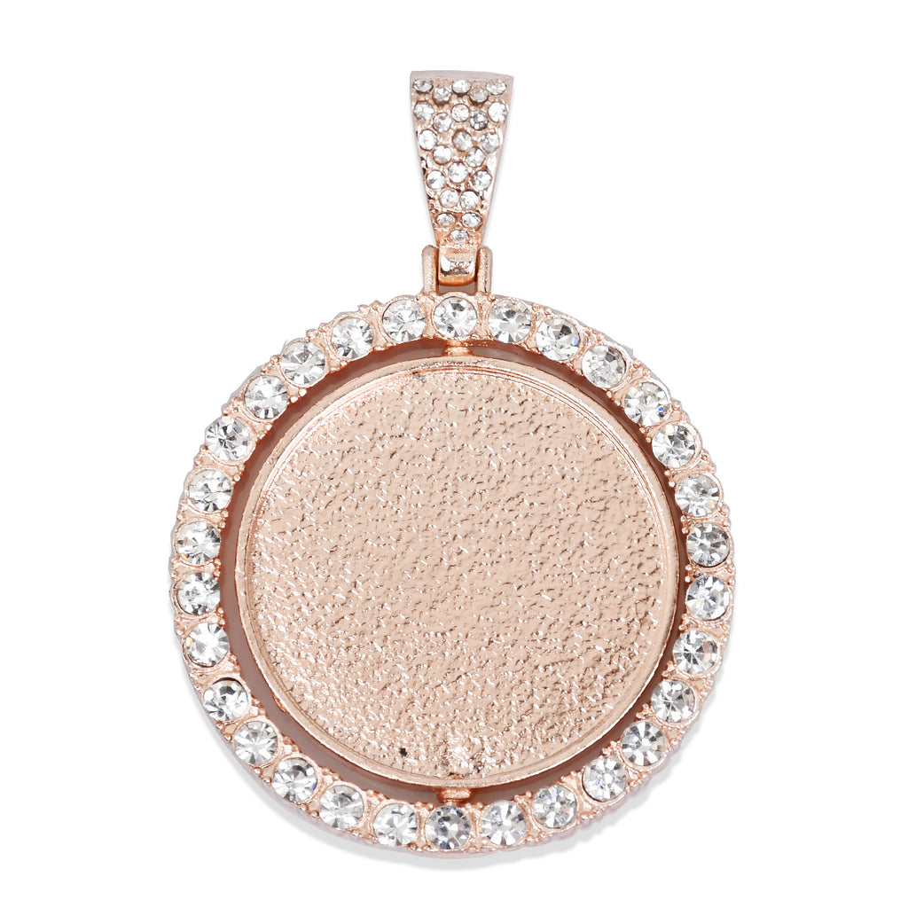29mm Double Sided Rotating Pendant Hip Hop Jewelry Gifts Zircon Pendant For Picture Real Gold Plated 2pcs 103291