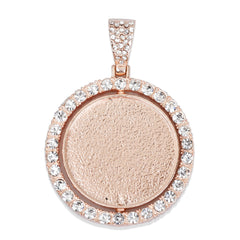 29mm Double Sided Rotating Pendant Hip Hop Jewelry Gifts Zircon Pendant For Picture Real Gold Plated 2pcs 103291