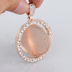 29mm Double Sided Rotating Pendant Hip Hop Jewelry Gifts Zircon Pendant For Picture Real Gold Plated 2pcs 103291