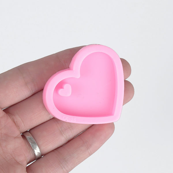 HEART Shiny Pink Silicone Resin Epoxy Mold Keychain Key Chain LOVE