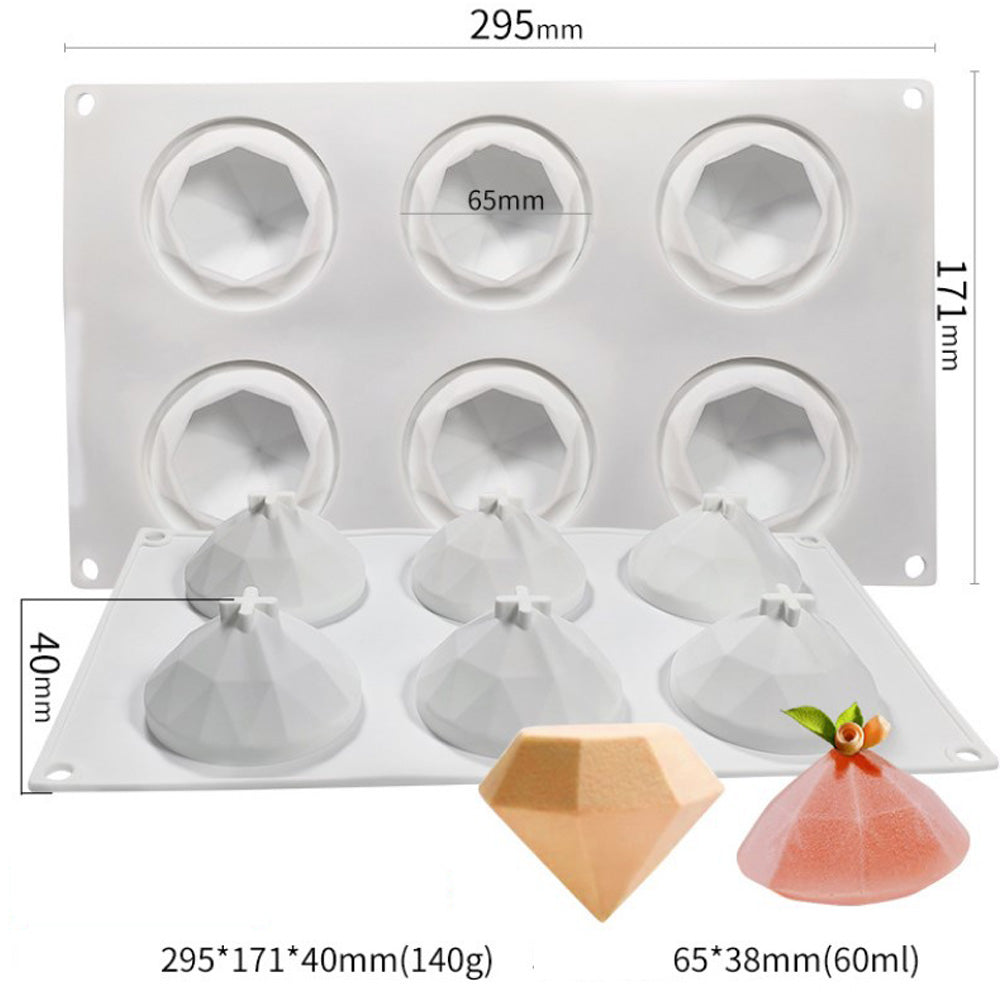 6-Cavity 3D Silicone Diamond Mold Resin Candle Mold DIY Handmade Chocolate Mold Cake Mold 1pc 10360750