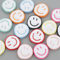 25mm Disc Enamel Smile Face Acrylic Beads,Surface Spray Paint,Easy Jewelry Making,Kawaii Beads,10 Pieces/lot