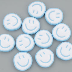 25mm Disc Enamel Smile Face Acrylic Beads,Surface Spray Paint,Easy Jewelry Making,Kawaii Beads,10 Pieces/lot