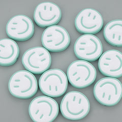 25mm Disc Enamel Smile Face Acrylic Beads,Surface Spray Paint,Easy Jewelry Making,Kawaii Beads,10 Pieces/lot