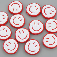 25mm Disc Enamel Smile Face Acrylic Beads,Surface Spray Paint,Easy Jewelry Making,Kawaii Beads,10 Pieces/lot