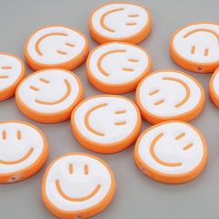 25mm Disc Enamel Smile Face Acrylic Beads,Surface Spray Paint,Easy Jewelry Making,Kawaii Beads,10 Pieces/lot