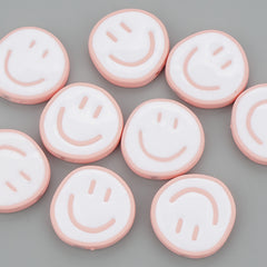 25mm Disc Enamel Smile Face Acrylic Beads,Surface Spray Paint,Easy Jewelry Making,Kawaii Beads,10 Pieces/lot