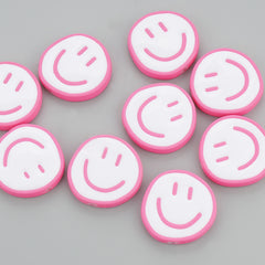 25mm Disc Enamel Smile Face Acrylic Beads,Surface Spray Paint,Easy Jewelry Making,Kawaii Beads,10 Pieces/lot
