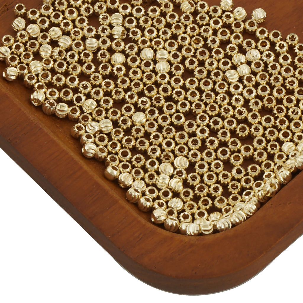 14K Gold Filled Corrugated Round Beads - srvlj