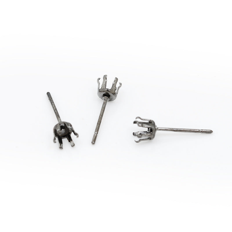 Suitable for ss16(4mm)  inner size Metal Black Round Jewelry Earring Settings,Crown Claw Setting Earring Stud Blanks,Metal,20pcs/lot