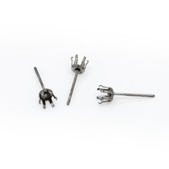 Suitable for ss16(4mm)  inner size Metal Black Round Jewelry Earring Settings,Crown Claw Setting Earring Stud Blanks,Metal,20pcs/lot