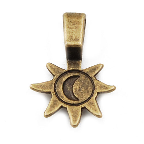 16*12MM High Quality Sun and Moon Shape Antique Bronze Glue On Bails Plates,sold 100 pcs per pkg