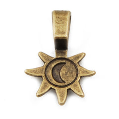 16*12MM High Quality Sun and Moon Shape Antique Bronze Glue On Bails Plates,sold 100 pcs per pkg