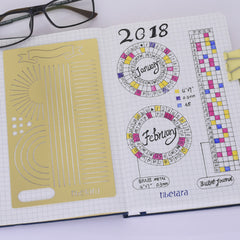 tibetara Brass Bullet journal stencil Monthy Tracker Stencil Calendar Wheel Stencil fits A5 journal & Midori about 4*7