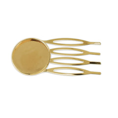 Comb Hair Clips Findings 20mm Round Bezel Setting,Bridal Supplies 4 Teeth Hair Comb ,Diy Hair Accessories,Gold