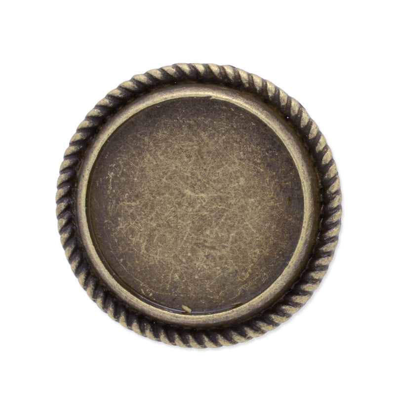 Adjustable Ring with 20mm(inside) Round edge bezel,Zinc Alloy filled,Antique bronze plated,20pcs/lot