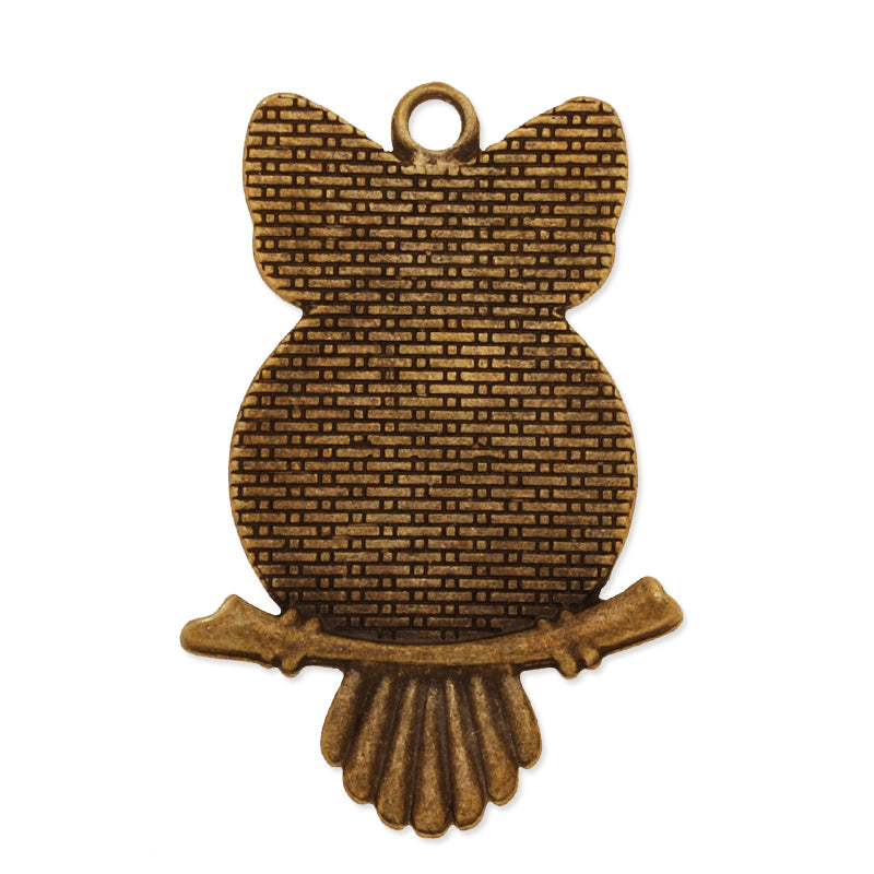 Antique Bronze Owl Pendant Tray with 20mm Round Blank Bezel,Jewelry Accessories,zinc alloy filled,20pcs/lot