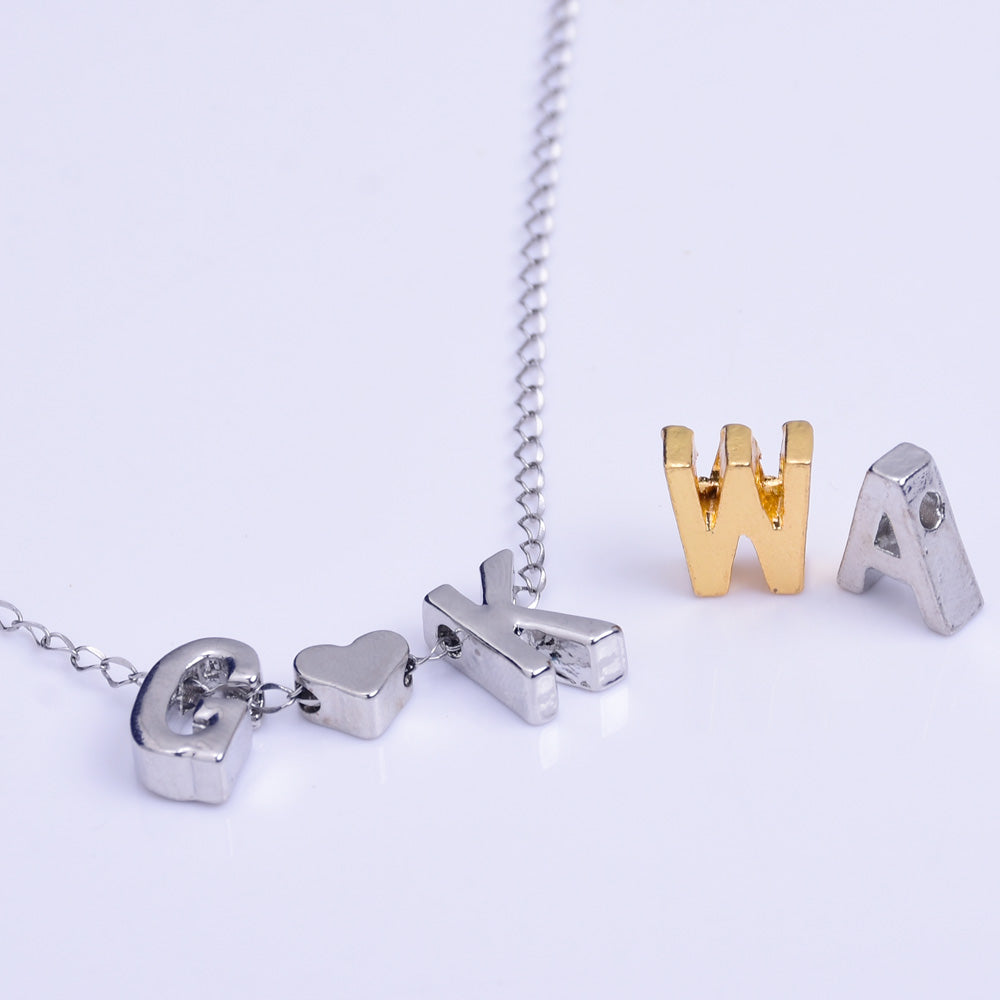 Silver Alloy Letter Pendant Charm Alphabet Initial Charm letter necklace bracelet diy accessories 