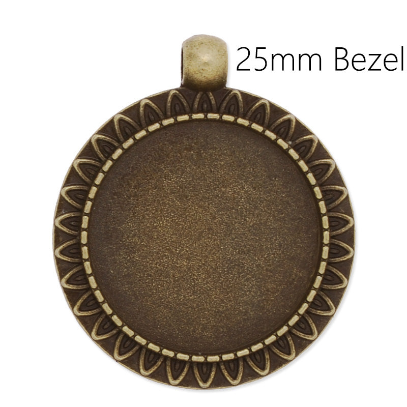 25mm flower edge Round pendant tray,zinc alloy filled,antique Bronze plated,20pcs/lot