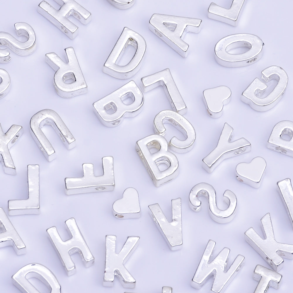 Silver Alloy Letter Pendant Charm Alphabet Initial Charm letter necklace bracelet diy accessories 