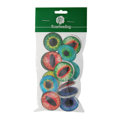 30MM Round pattern glass cabochons with mixed dragon eye,flat back,thickness 7mm,20 pieces/lot