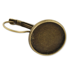Antique Bronze French Lever Back Earrings Blank/Base,fit 16MM glass cabochons,buttons