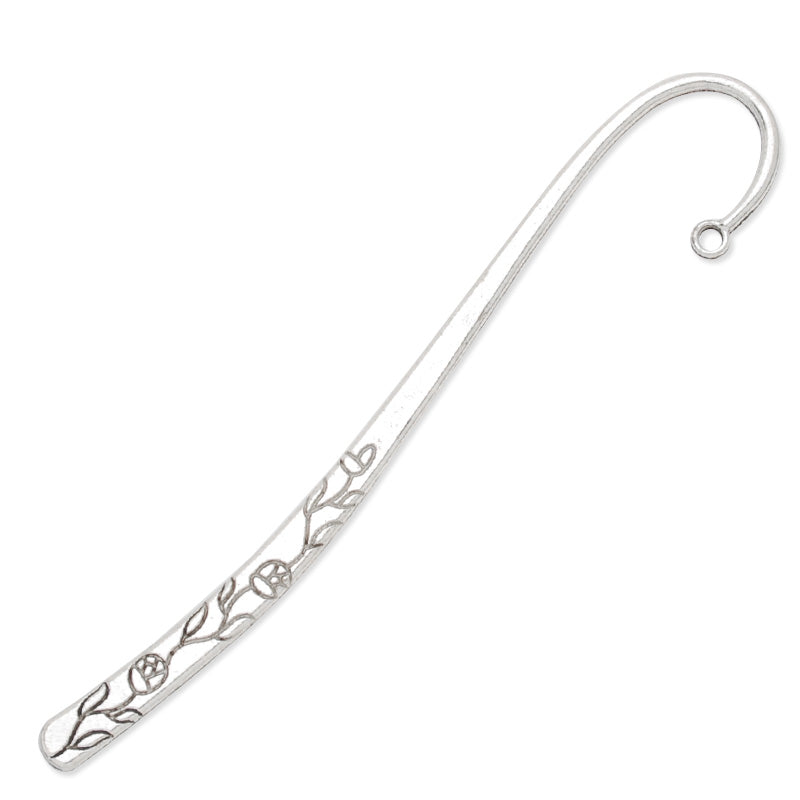 23x120mm Antique Silver Bookmark hook,simple flower,10 pieces/lot