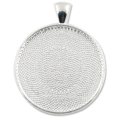 20PCS  Silver 30mm Round Cameo Cabochon Bezel Base Setting Pendants