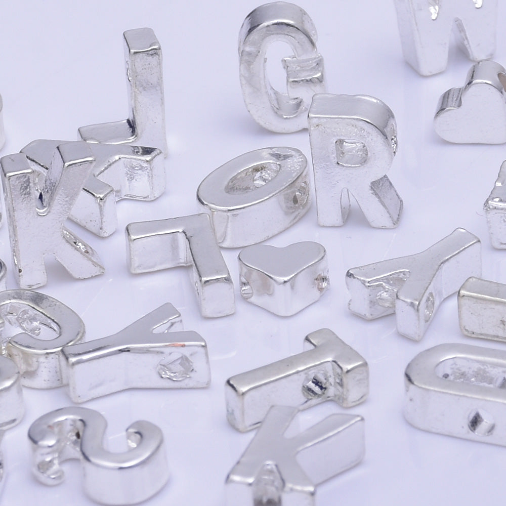 Silver Alloy Letter Pendant Charm Alphabet Initial Charm letter necklace bracelet diy accessories 