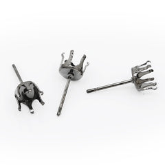 Suitable for ss28(6mm)   Metal Black Round Jewelry Earring Settings,Crown Claw Setting Earring Stud Blanks,Metal,20pcs/lot