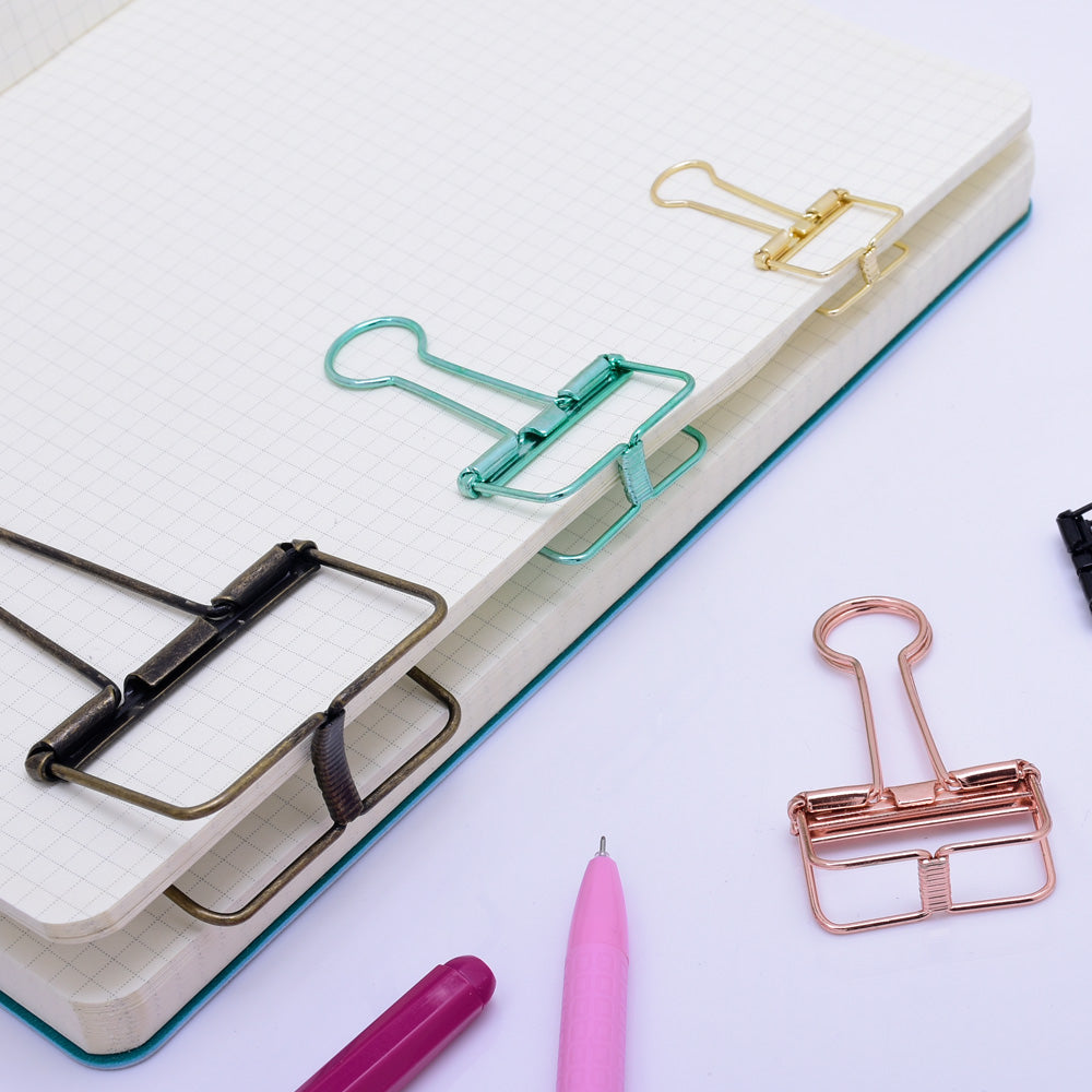 tibetara 57*33*10mm Metal Binder Clips Metal Paper Clips  Stencil Clip Hollow Binder Clips gold 10pcs