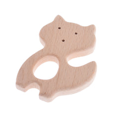 70*51mm Baby Teething Toy Wooden Teether First baby toys Handmade Baby toy Jewelry Wooden cat shape 2pcs 10187952