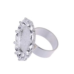 5 pcs Silver Ring Base with 16mm Round Setting,Flower Rings Base,Ring diameter 18 mm