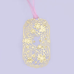 About 33*60mm Personalized Brass Bookmark Gift for Romance Readers cherry blossoms shape Bookmarks 4pcs