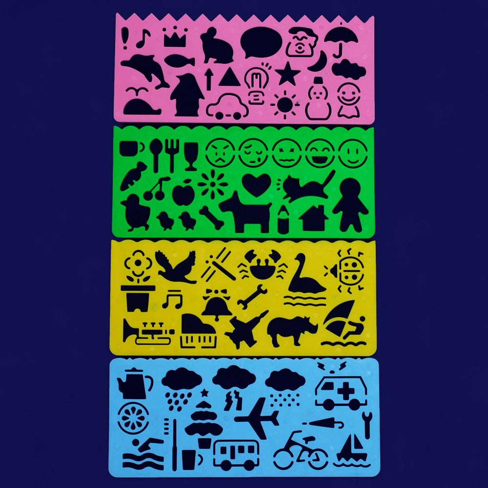 5.5x2.5 inch Set of 4 Plastic Stencils Kawaii Planner  scrabook supplies Planner and Craft Projects 1set