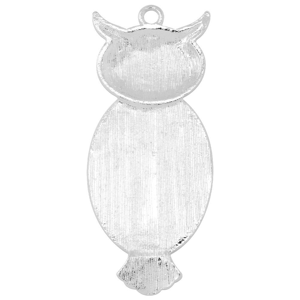 Owl Pendant Tray with 25*35mm Oval Bezel Blanks,zinc alloy filled,Silver Plated,20pcs/lot