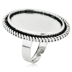18*25mm Antique Silver Metal Rings Base,Adjustable Oval Blank Ring Setting,Blank Ring Bezel For Glass Cabochon,sold 10pcsl/lot