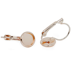 8mm New Round Earring Blanks,Brass Earring Blank Hook Rose Gold,French Lever Back,sold 50pcs/lot