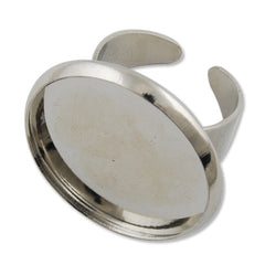 25mm Round Adjustable Shallow bottom Imitation Rhodium plated Ring Base Setting Pendants With 25 MM round Pad,Sold 20PCS Per Package