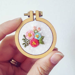 Roses Mini Embroidery Hoop Earrings 