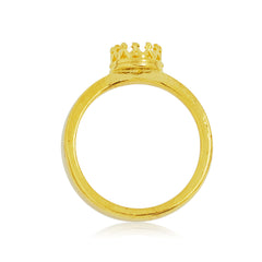 6mm Crown Cup Ring Blank Bases,18K Gold Flower Ring Bezel for Cabochon,Zinc Alloy,sold 5pcs/lot