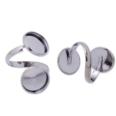 Adjustable Brass Ring Base Setting With two 12mm(inside) round bezels,Gun metal black finished,20pcs/lot