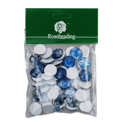 14MM Round Colorful glass cabochons,Mix Blue and white porcelain pattern glass cabochons,flat back,thickness 5mm,50 pieces/lot