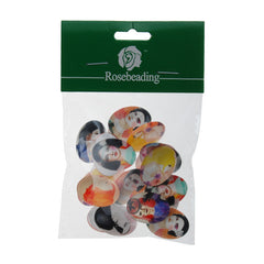 18*25mm Oval transparent pattern glass cabochons with mixed fashion womens,flat back,thickness 6mm, 20 pieces/lot