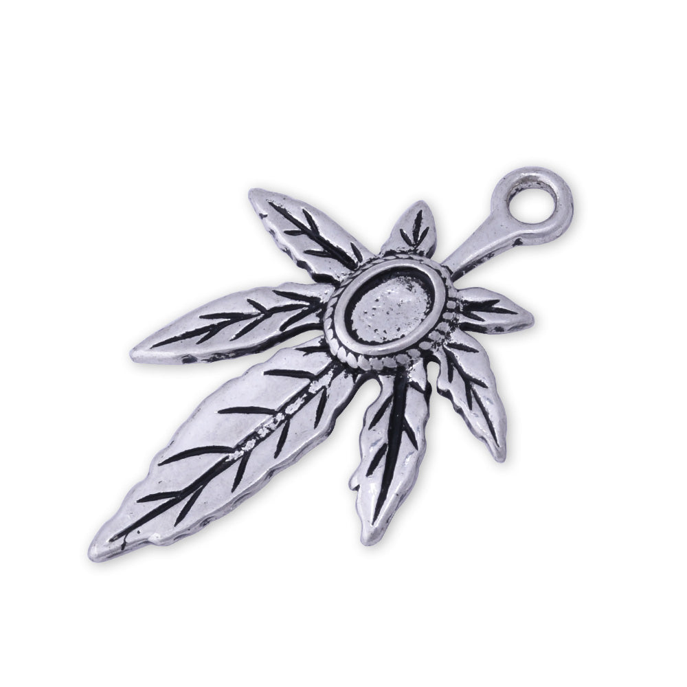 5 pcs Antique Silver Leaf Charm, Leaf Pendant, Vintage Charm, Vintage Bead Fall Jewelry Charms for Jewelry Making 44x29mm