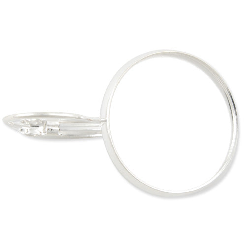 Silver French Lever Back Earrings Blank/Base Settings,fit 14MM glass cabochons,buttons