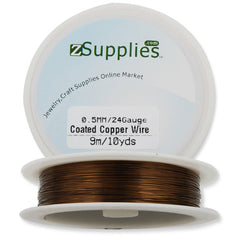 0.5MM Thick Coffee Coated Soft Copper Wire,about 9M/10yds per Roll,24Gauge,Sold 10 Rolls Per Lot