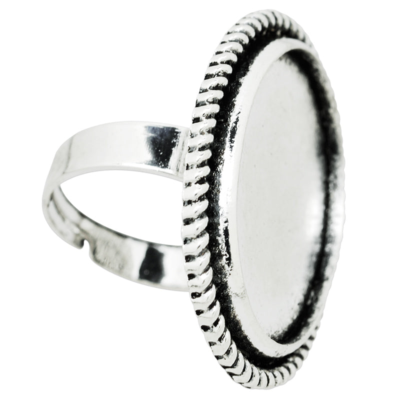18*25mm Antique Silver Metal Rings Base,Adjustable Oval Blank Ring Setting,Blank Ring Bezel For Glass Cabochon,sold 10pcsl/lot